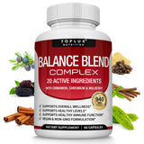Toplux Balance Premium bouteille montrant le format pratique et naturel pour l'équilibre quotidien potentiel.