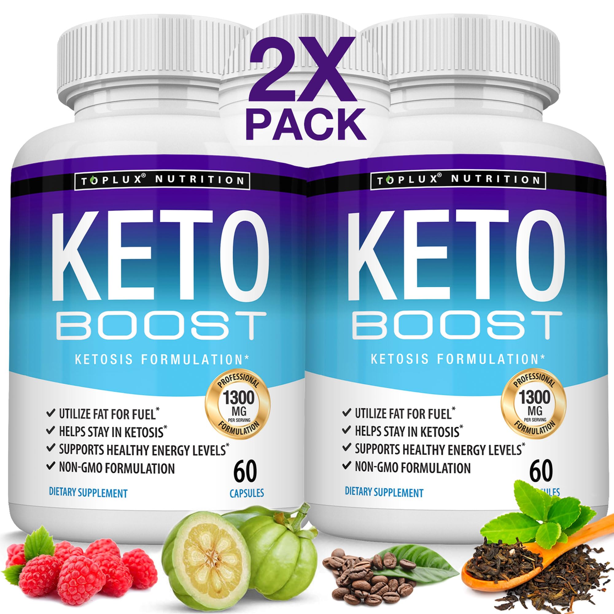 Toplux Keto Boost: bouteille illustrant la formule pour énergie soutenue.