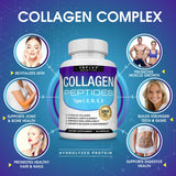 Capsules Toplux Collagen en premier plan, affichant la texture hydrolysée.