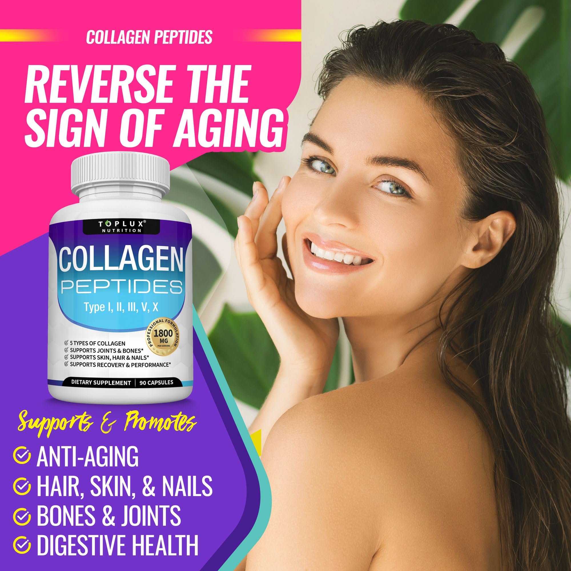 Ingrédients Toplux Collagen issus de sources naturelles sur l emballage.