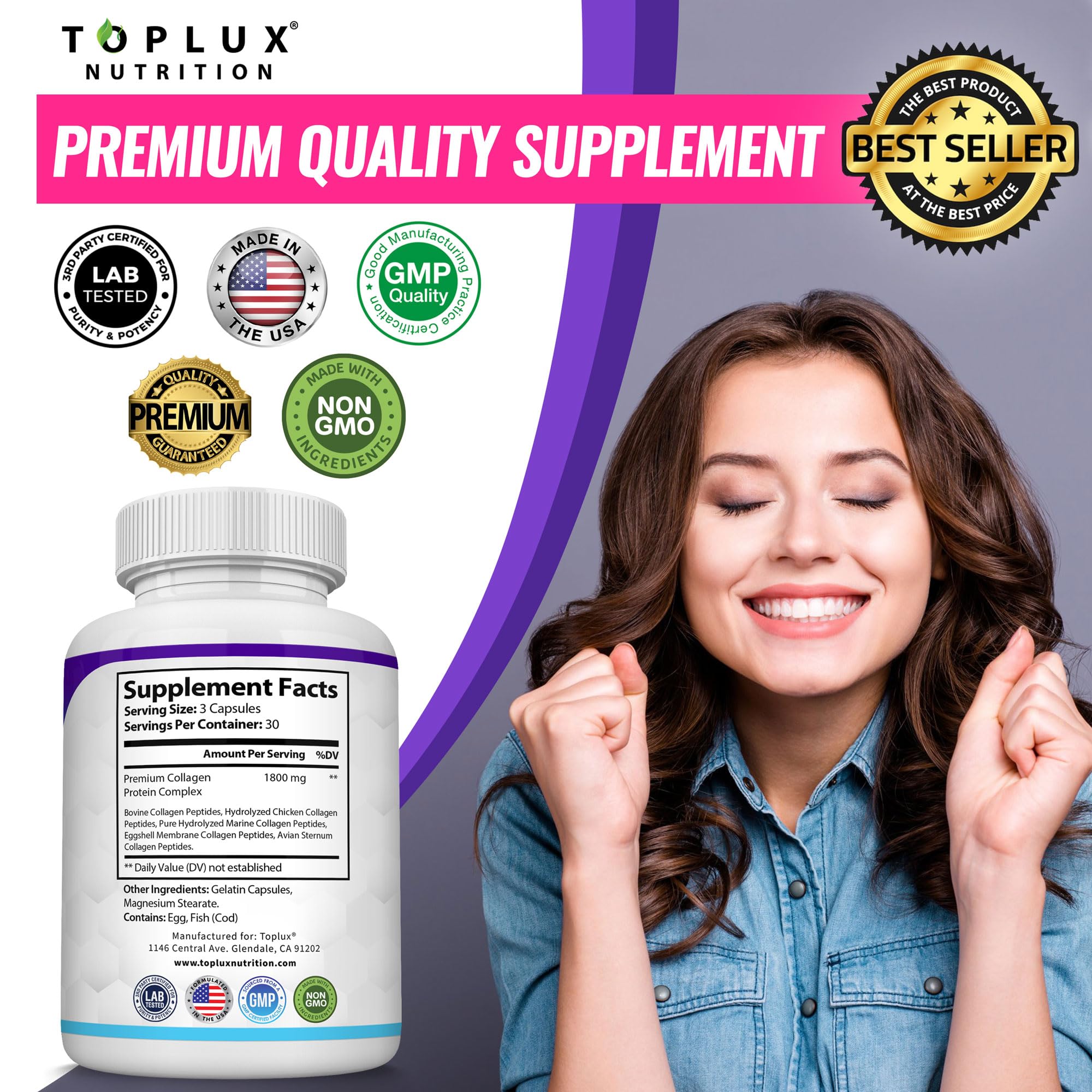 Capsules Toplux Collagen, mode d utilisation quotidien pour routine beauté.