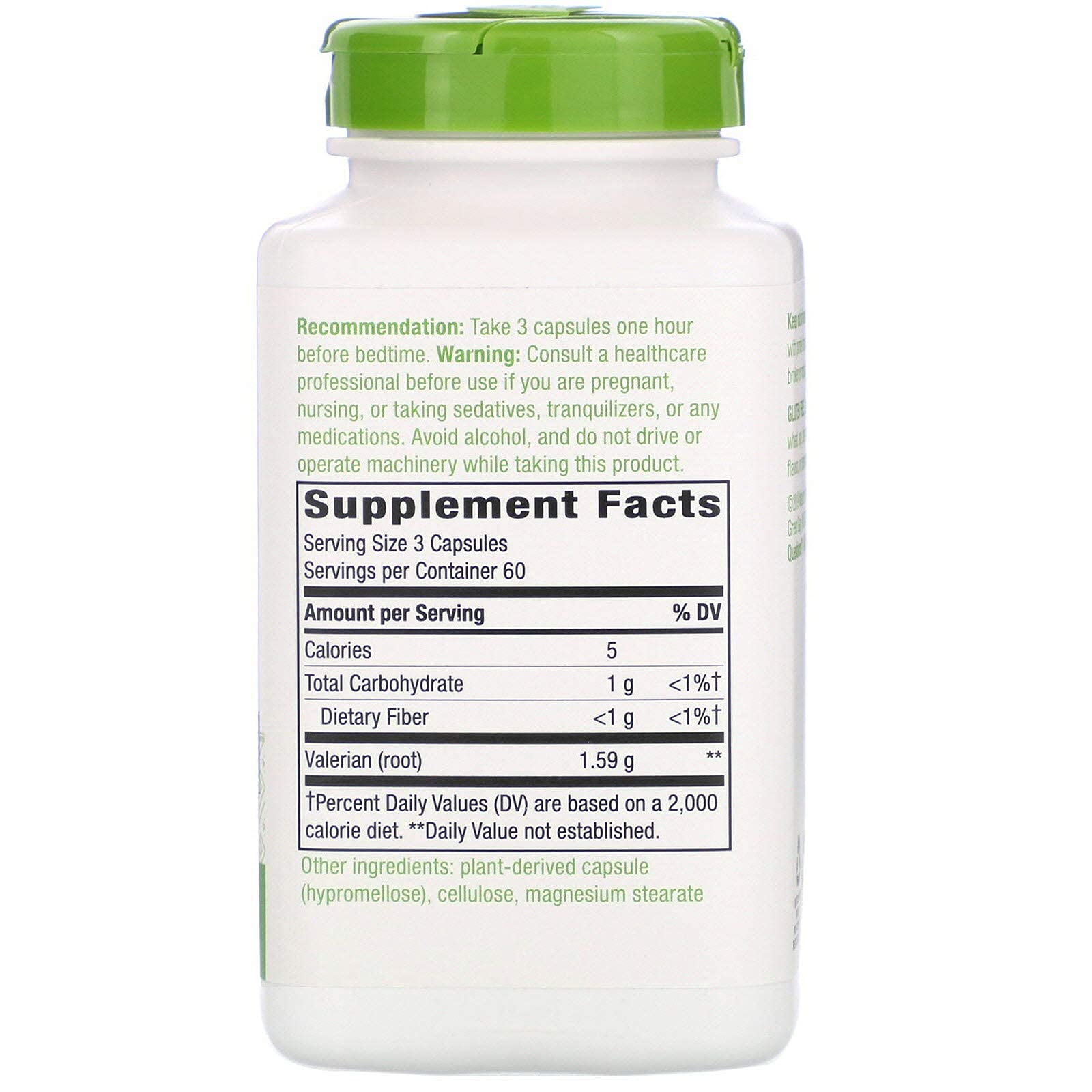 Étiquette TOPNaturePlus Valériane, lot double de bouteilles véganes pour le sommeil.