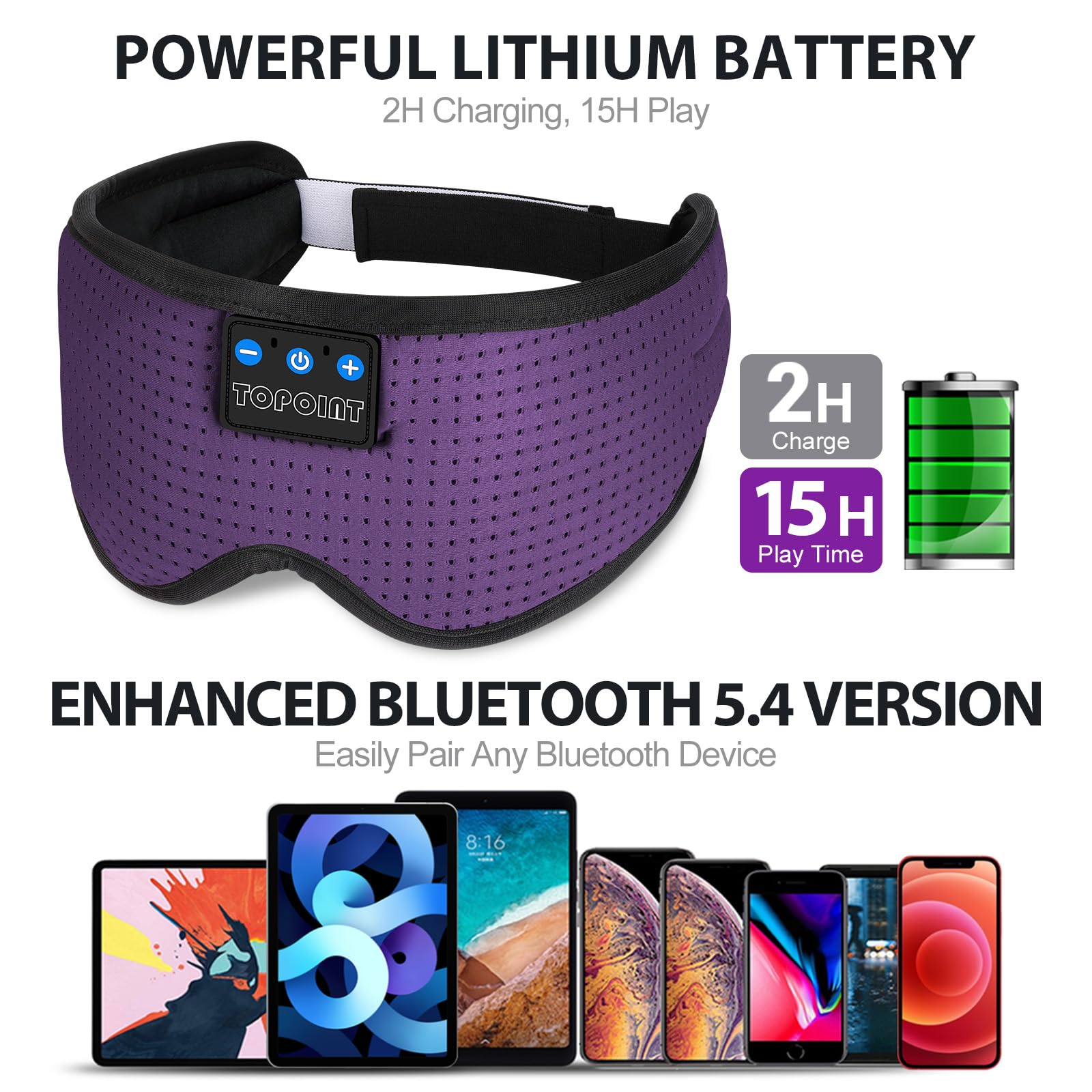 TOPOINT batterie 200mAh, autonomie jusqu’à 15 heures pour des nuits longues