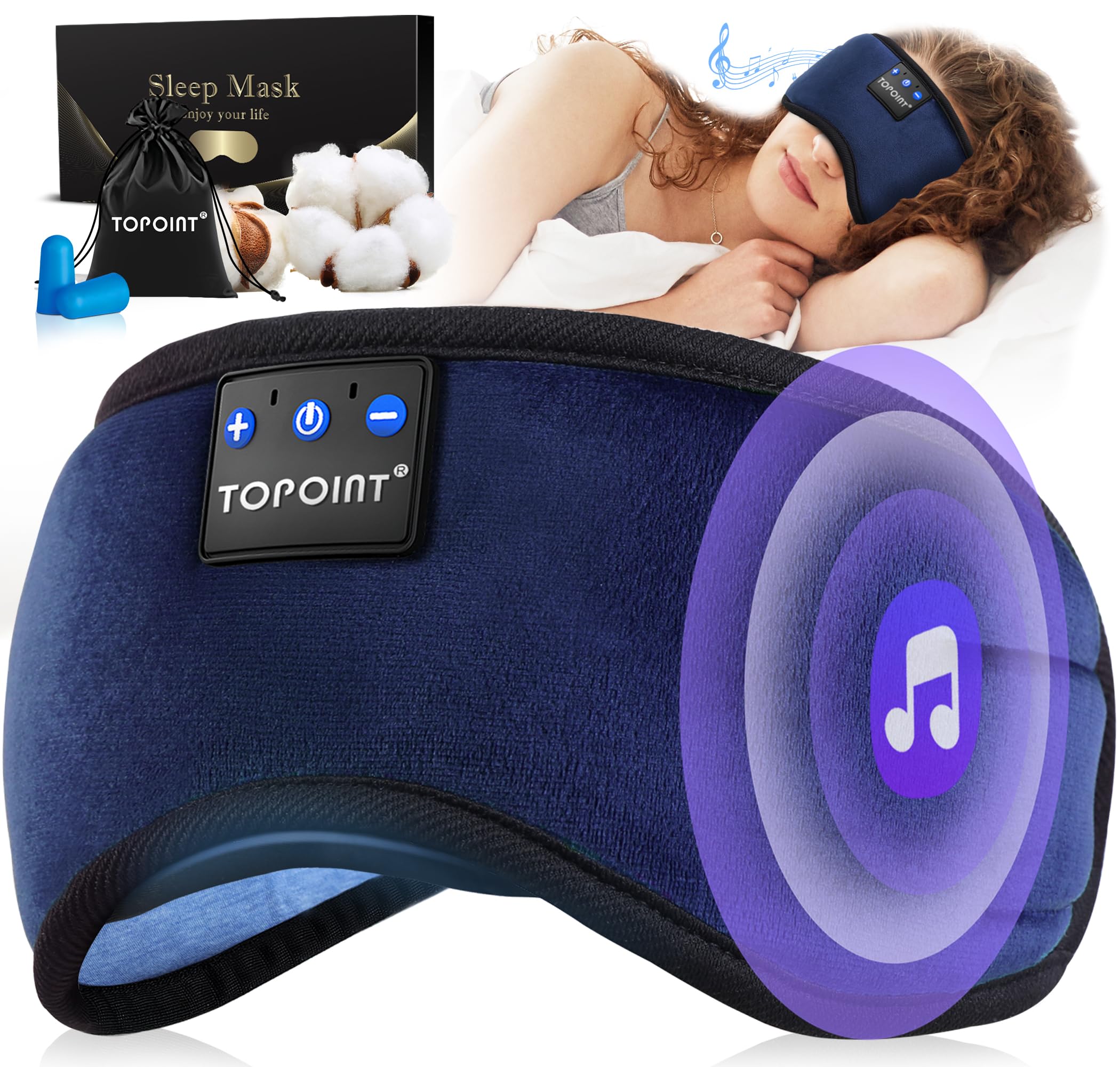 TOPOINT écouteurs-dormir-ajustable, enceintes repositionnables pour ajustement