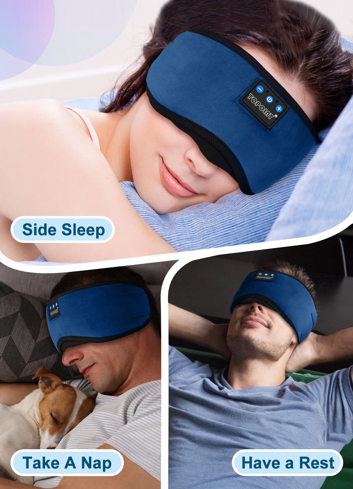 TOPOINT écouteurs-dormir-bluetooth, connexion rapide avec votre appareil