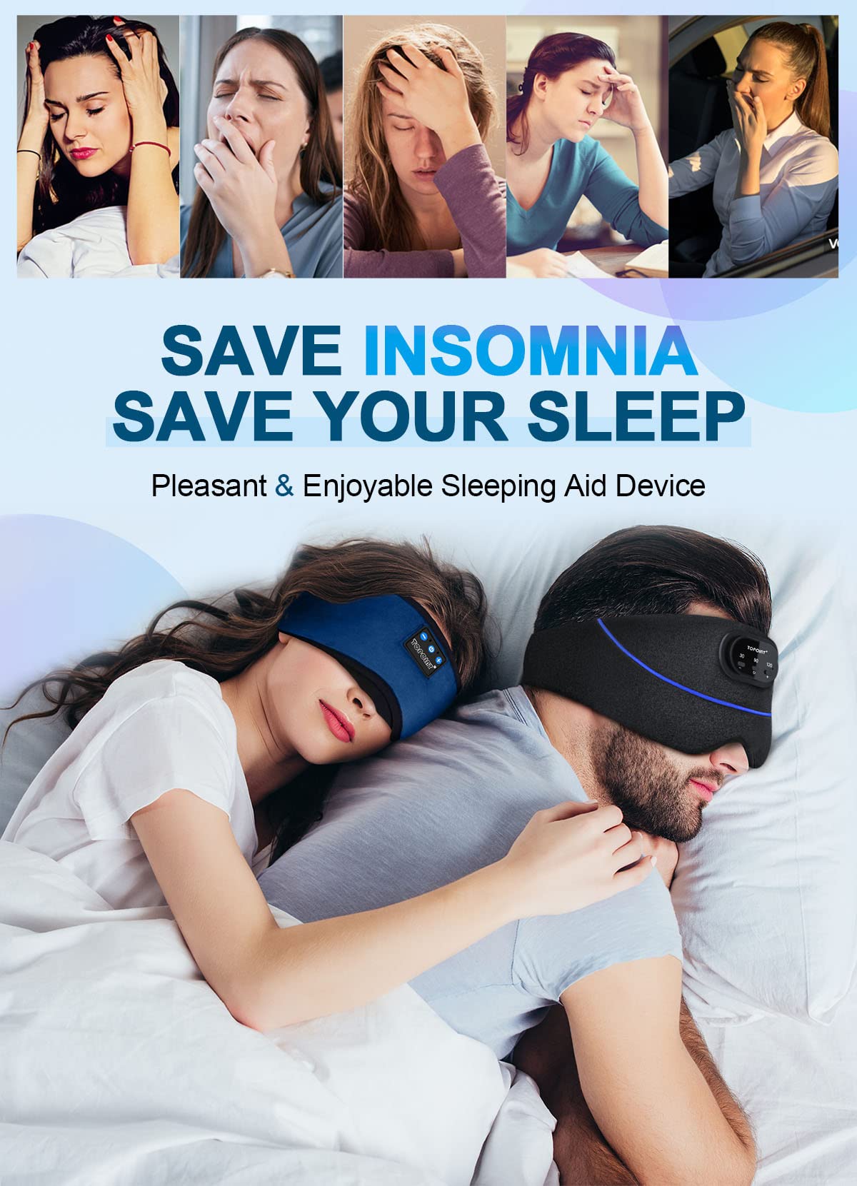 TOPOINT masque-dormir-avion, idéal pour voyager et dormir en vol