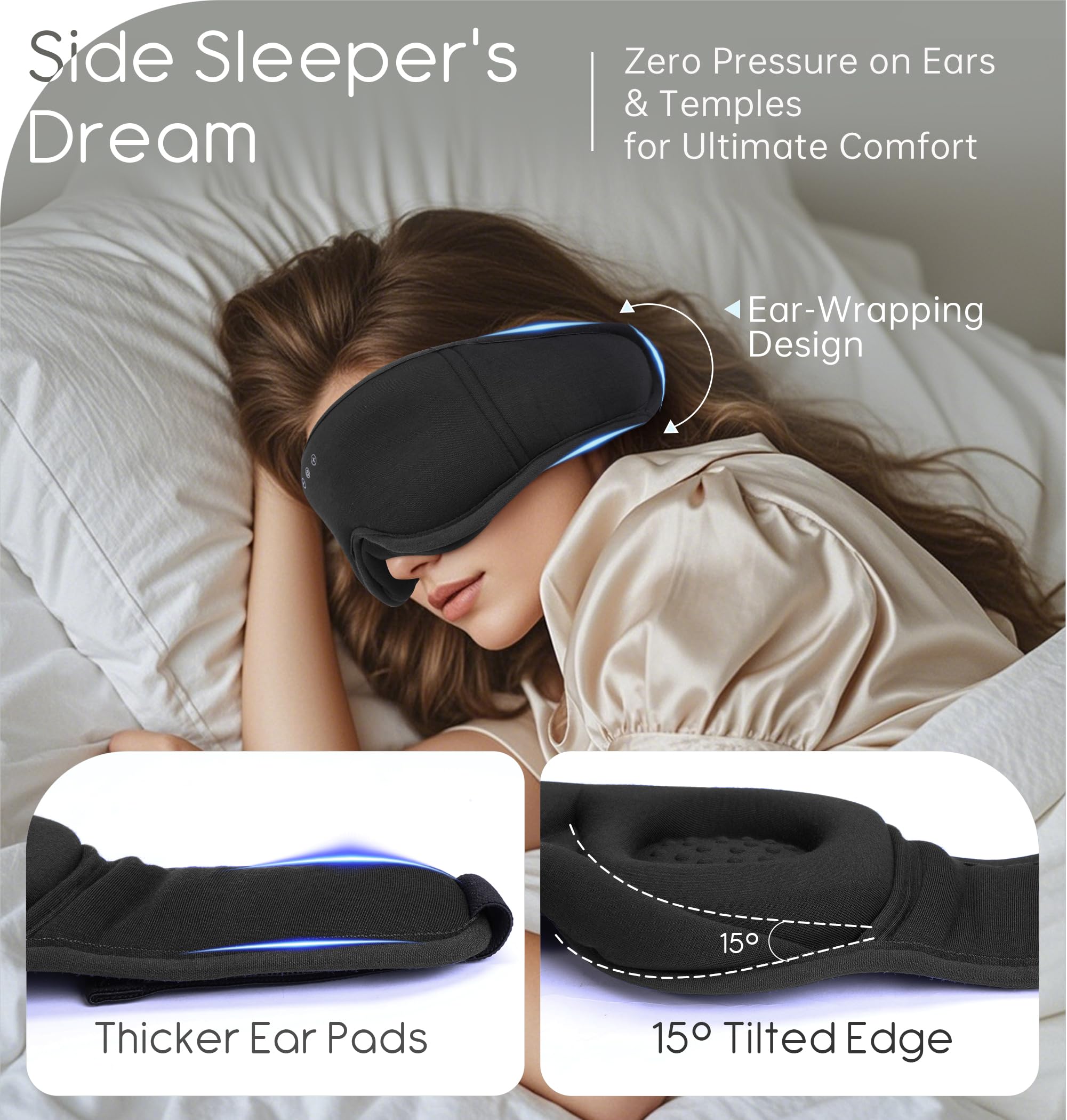 TOPOINT masque-sommeil bambou coton respirant pour peau confortable