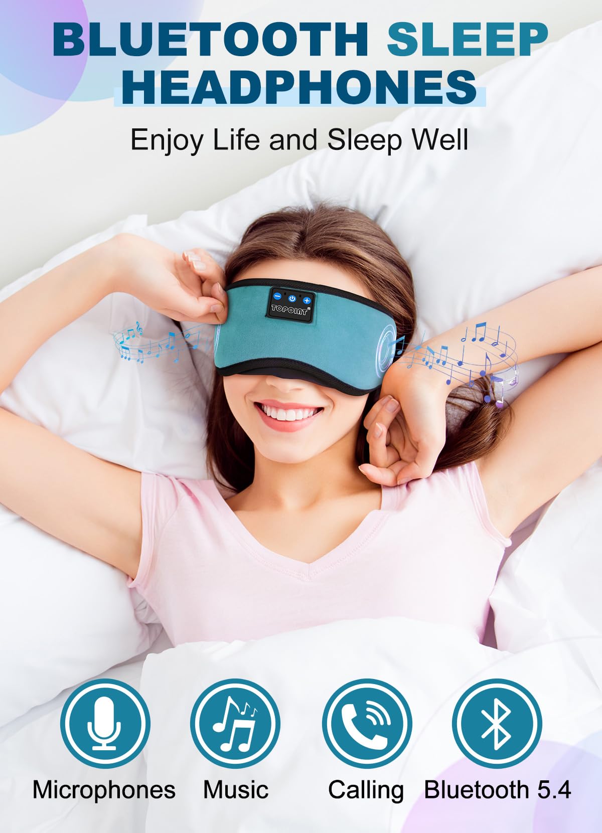 TOPOINT masque-sommeil coton 95% doux pour confort en voyage