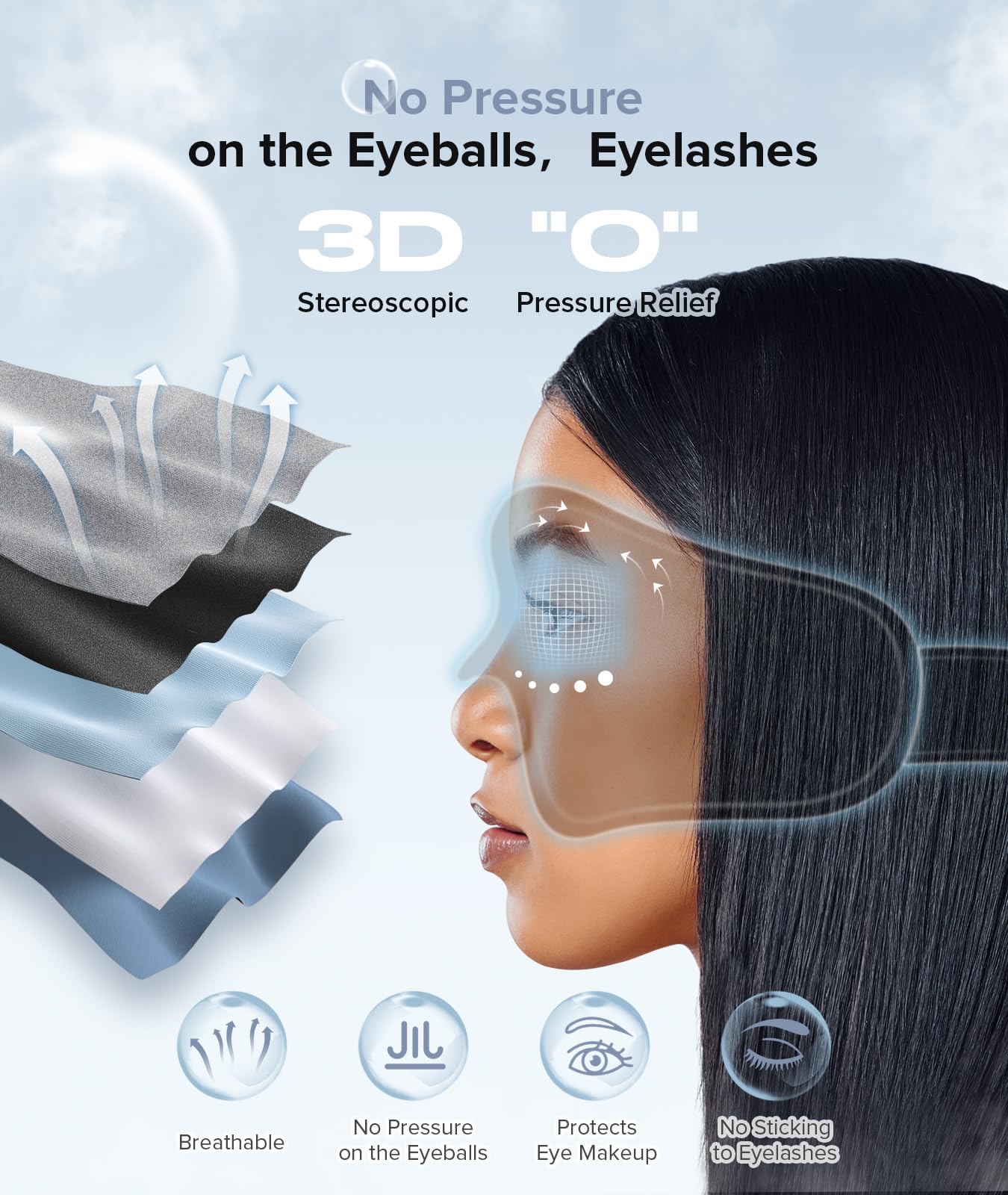 TOPOINT masque-3D sans pression offre un espace pour les yeux et le nez.