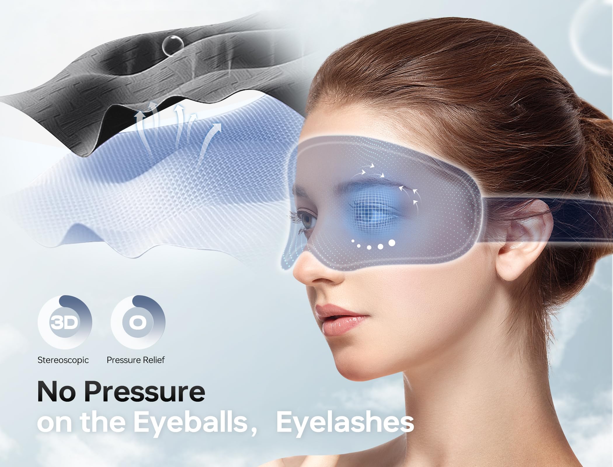 TOPOINT masque sommeil design 3D sans pression sur les yeux