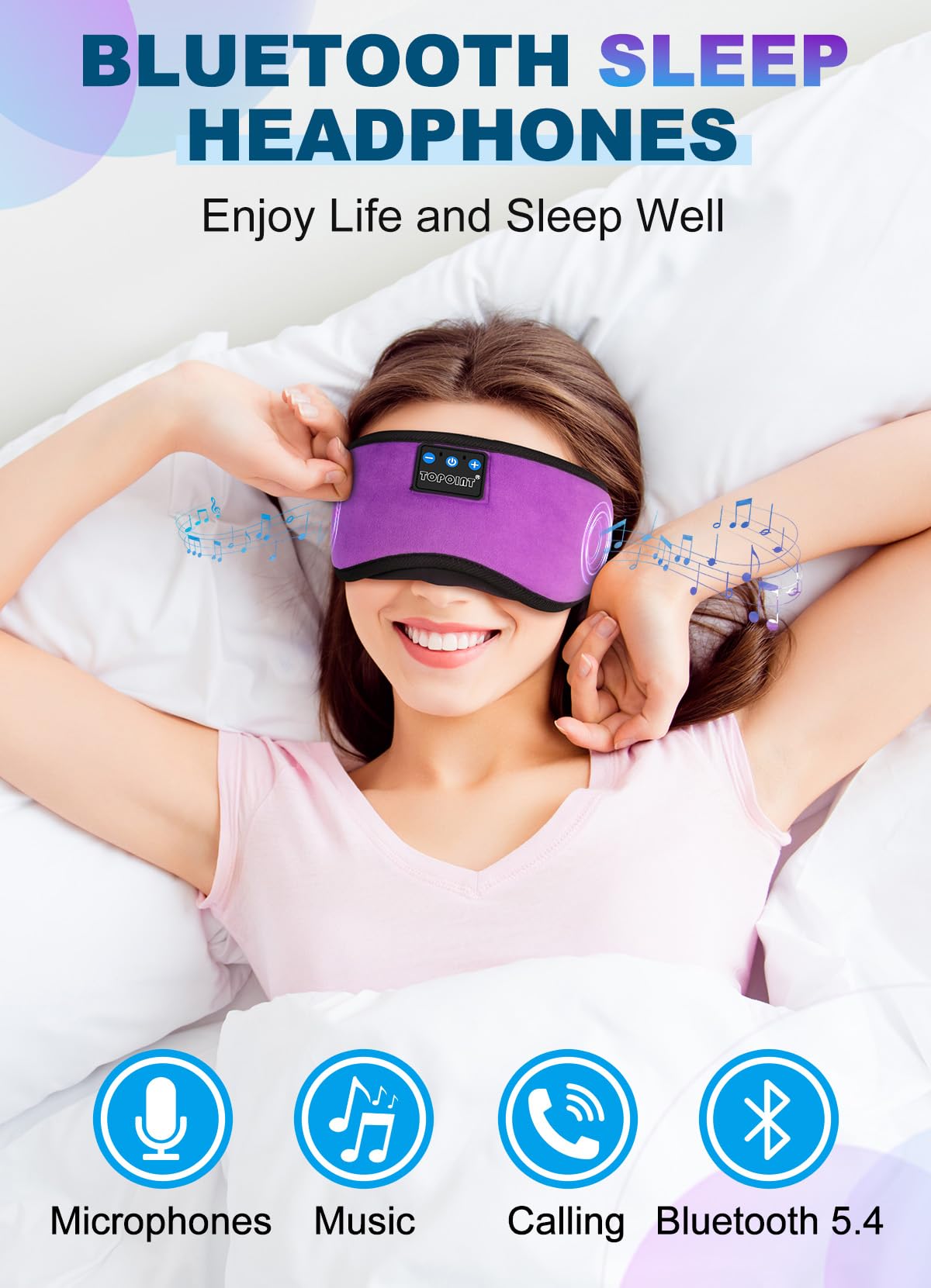 TOPOINT masque-sommeil design ergonomique: ajustement personnalisé pour toutes les positions.