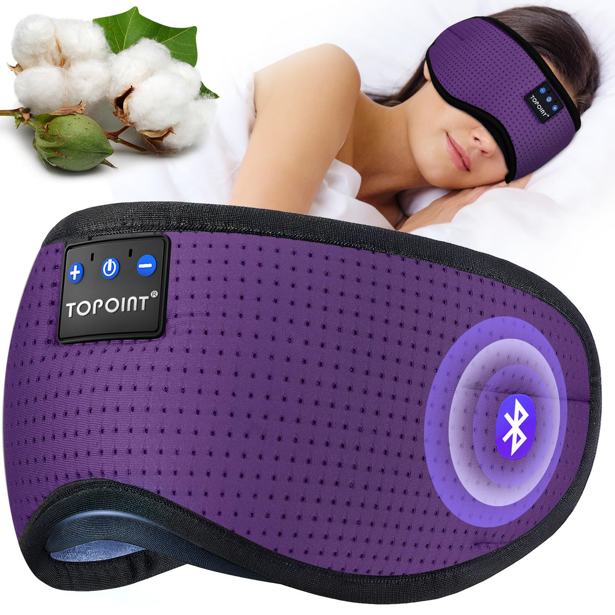 TOPOINT masque-sommeil-ecouteurs-bluetooth, confort auditif sans fil pour dormir.