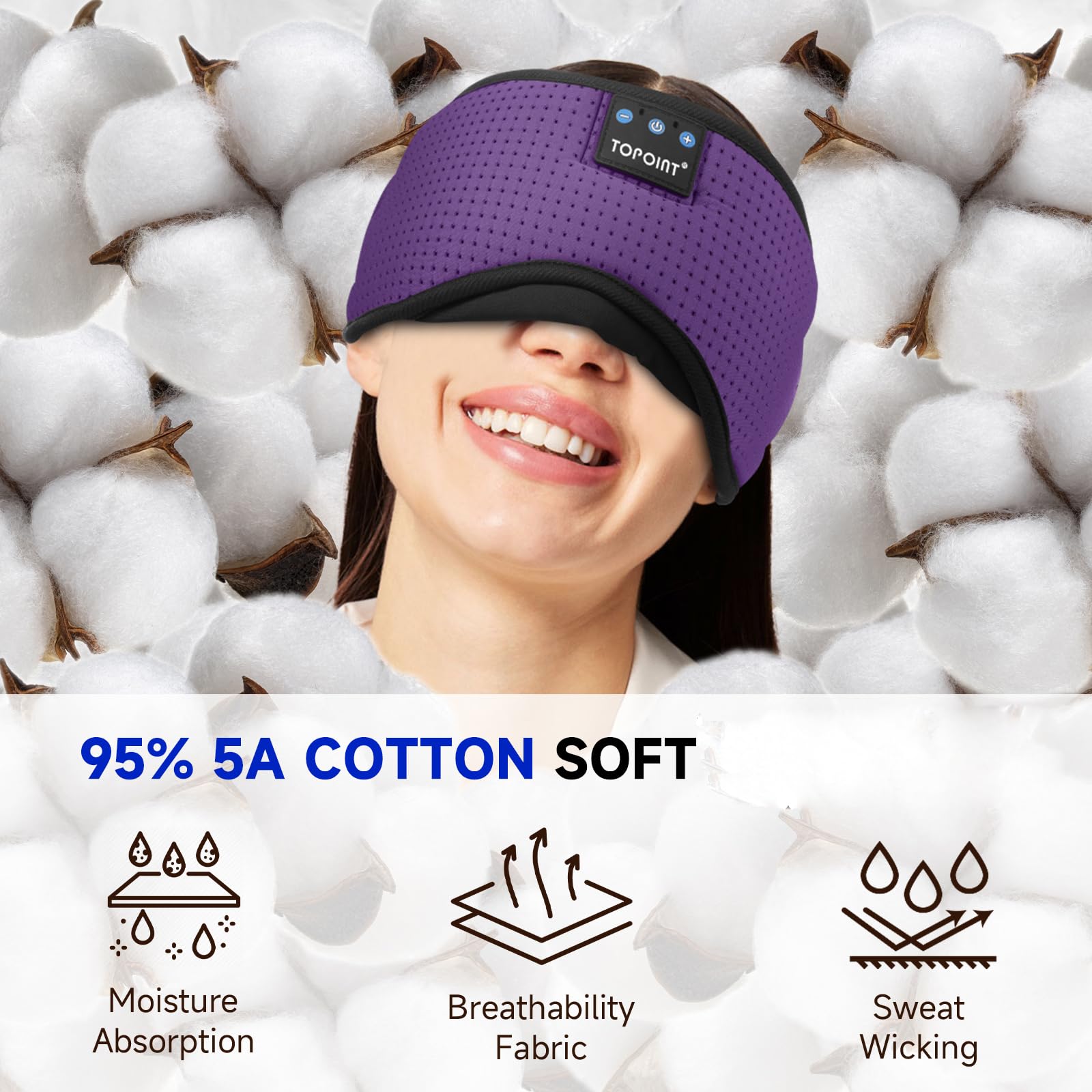 TOPOINT masque-sommeil-respirant-perforations, peau qui respire et évacue la chaleur.