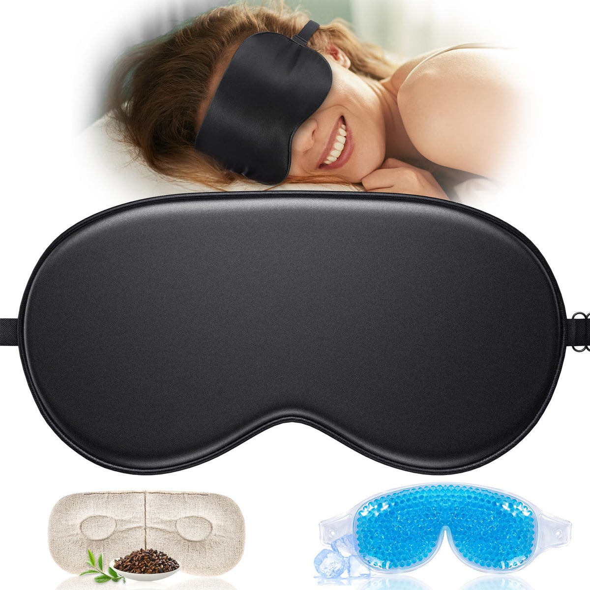 TOPOINT masque sommeil en soie 3D bloque complètement la lumière pour un repos profond.