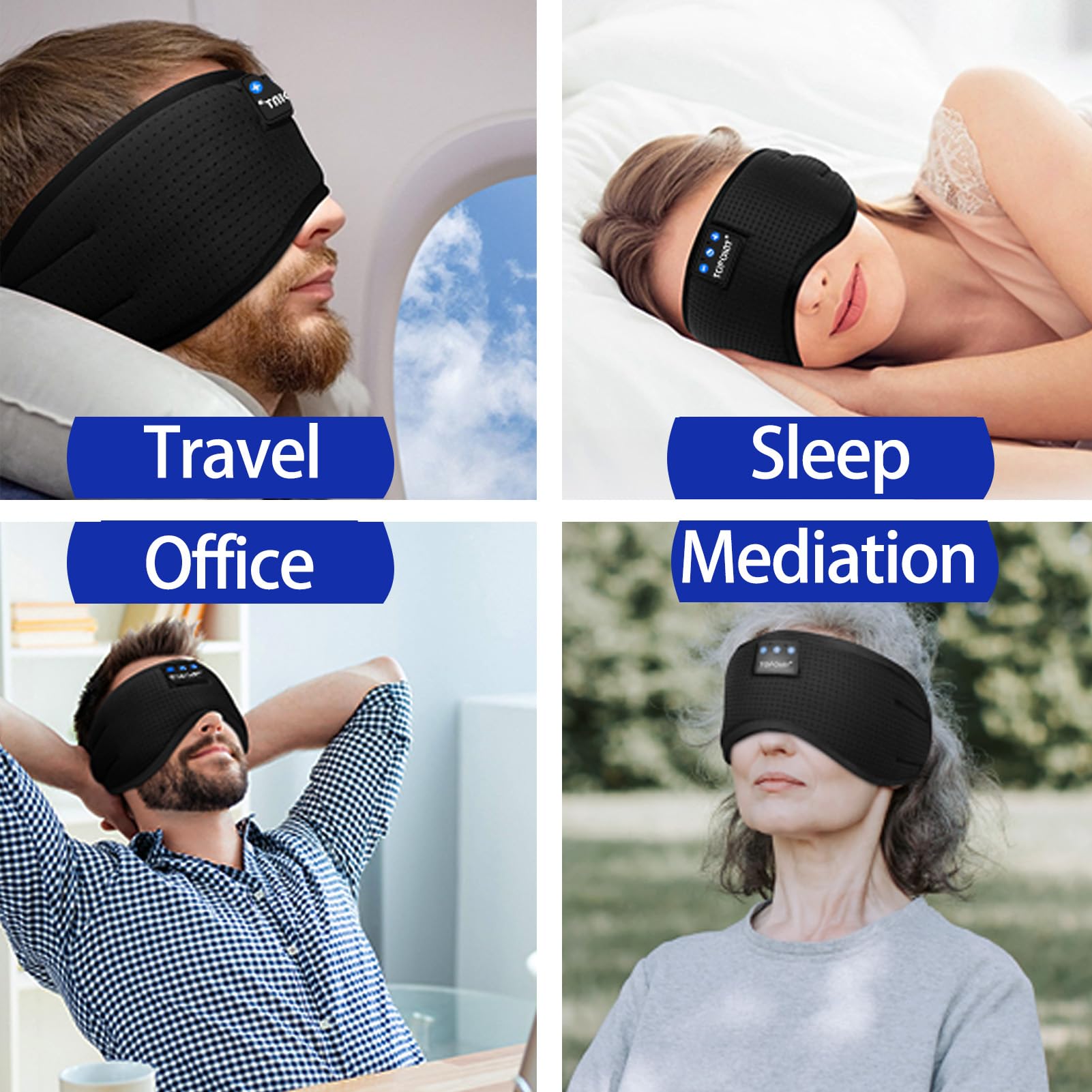 TOPOINT masque-sommeil compact pour voyage, agréable en déplacement.