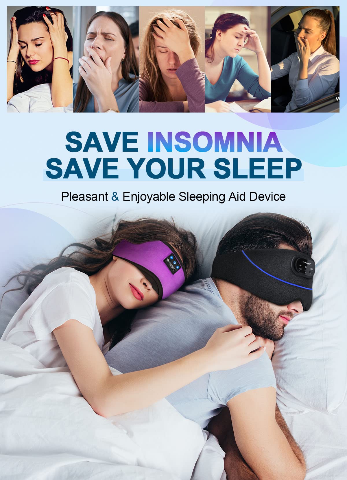 TOPOINT masque-sommeil voyage: parfait pour les déplacements et repos rapide.