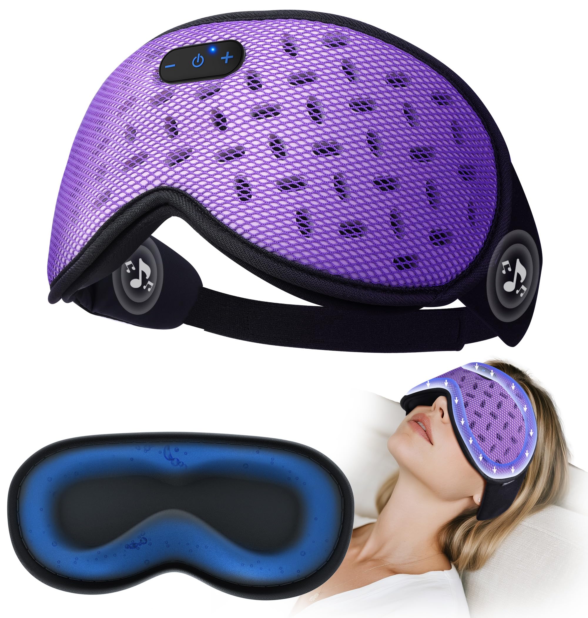 TOPOINT masque sommeil bluetooth face avant, occultant et confortable