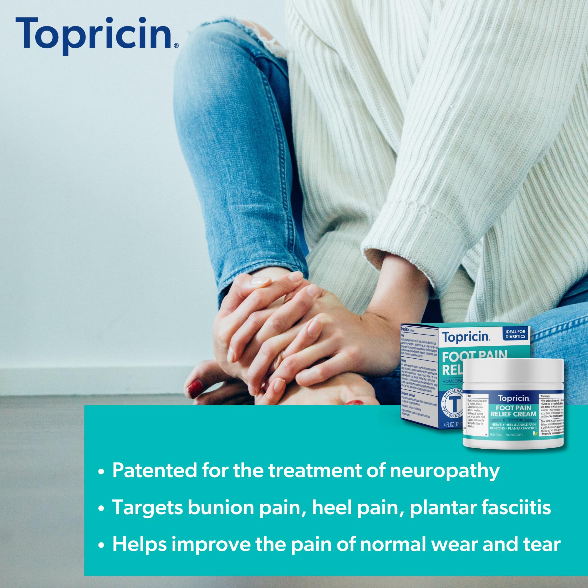 Topricin Crème Pieds – application quotidienne pour un confort continu.