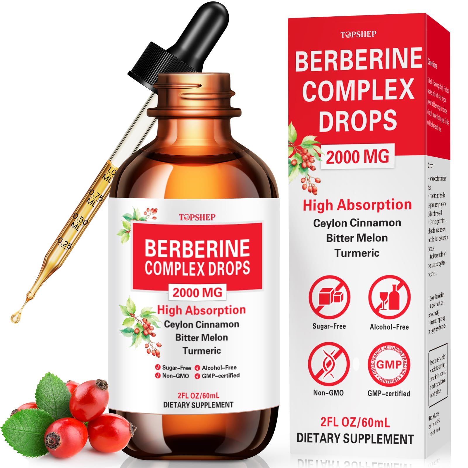 TOPSHEP Liposomal Berberine – flacon gouttes, absorption rapide et pratique.