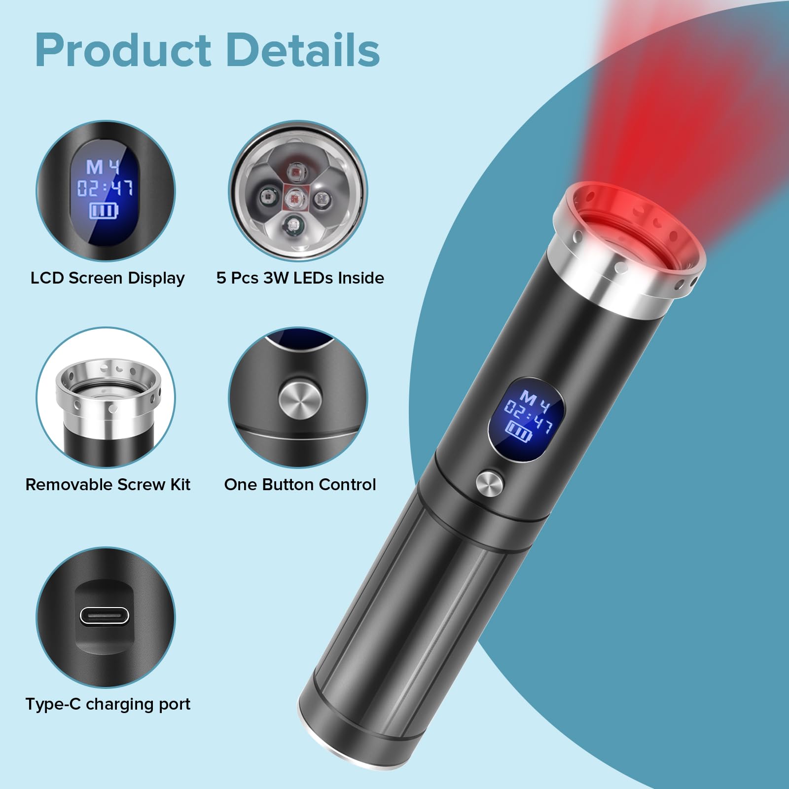 Topvent écran compact et portable pour choisir le mode thérapeutique.