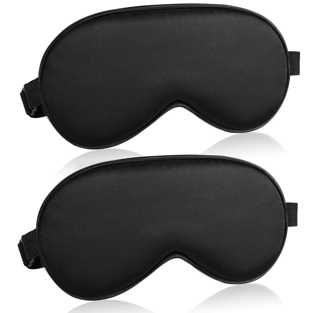 ToRhine masque-dormir soie noir 2pack: toucher doux et occultation efficace.