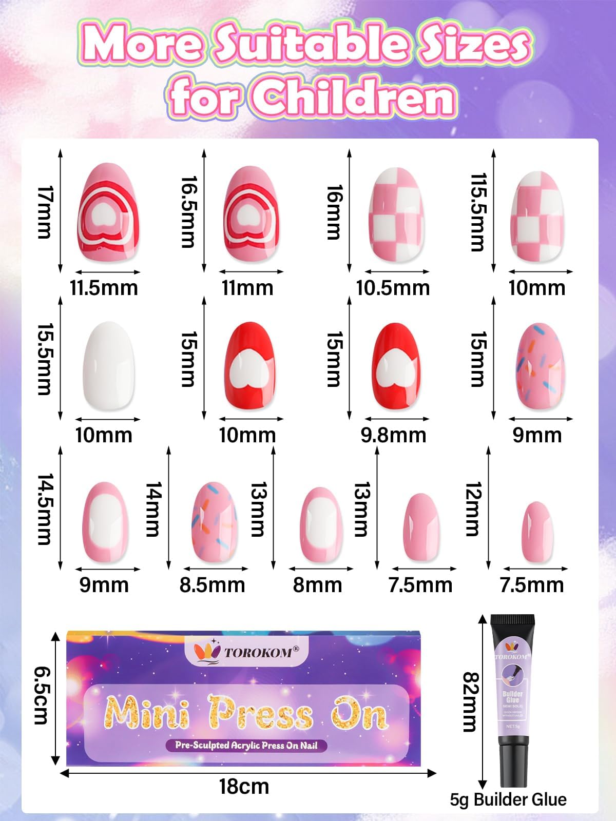 TOROKOM ongles presse design brillants avec motifs colorés pour stimuler la créativité.