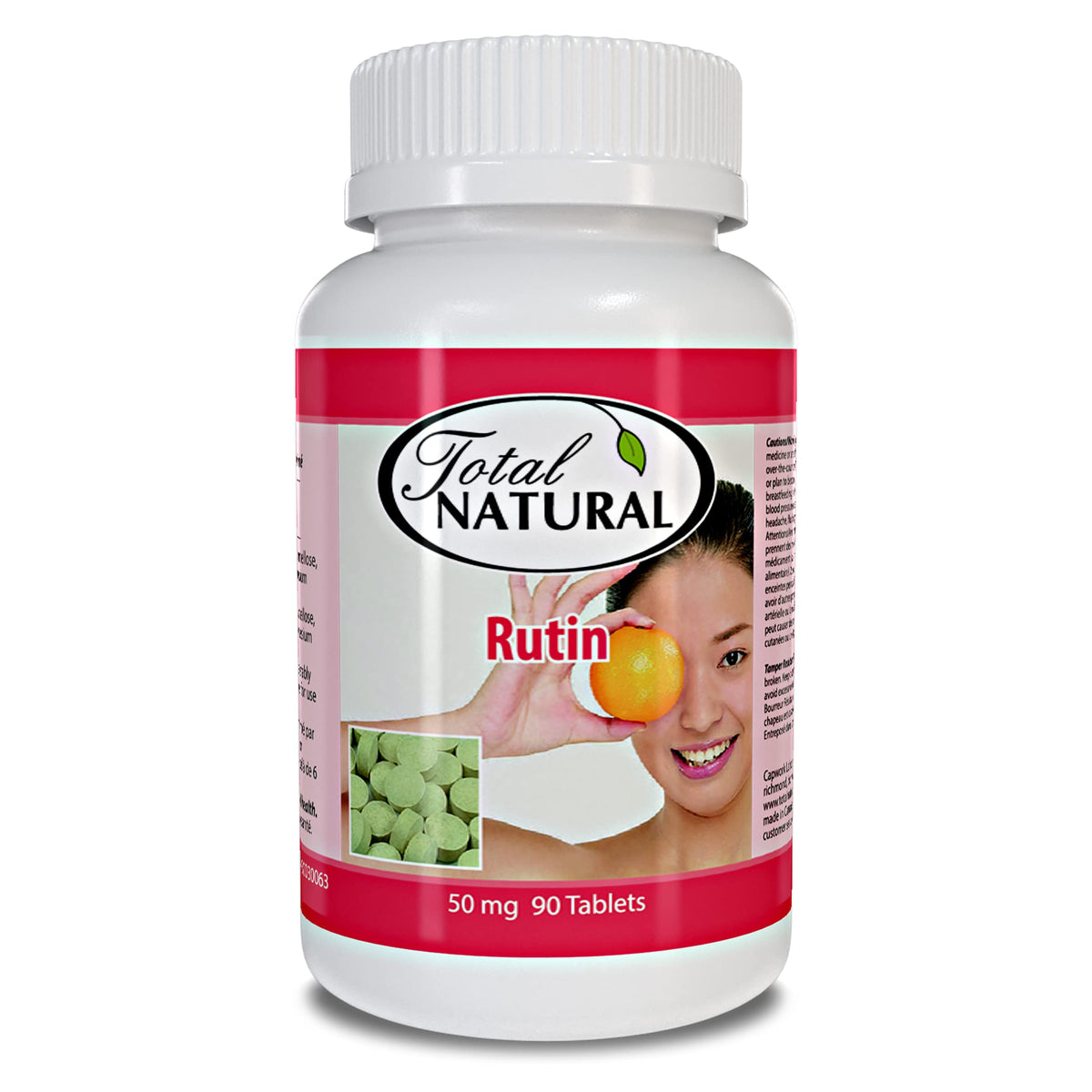 Total Natural Rutin – Bouteille 50mg, soutien quotidien à la sante vasculaire.