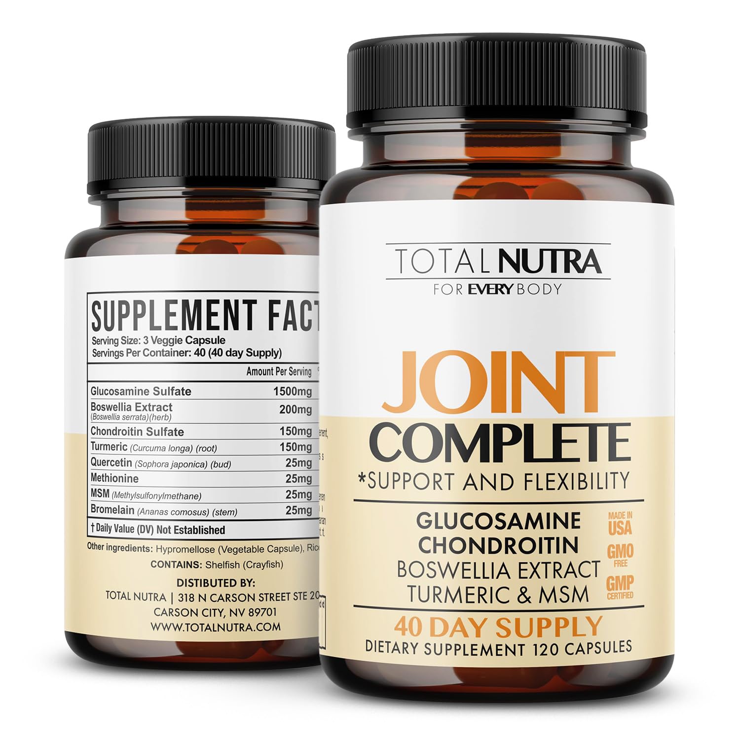 Total Nutra glucosamine-chondroitine-msm-turmeric 2100mg – bouteille: soutien des articulations au quotidien