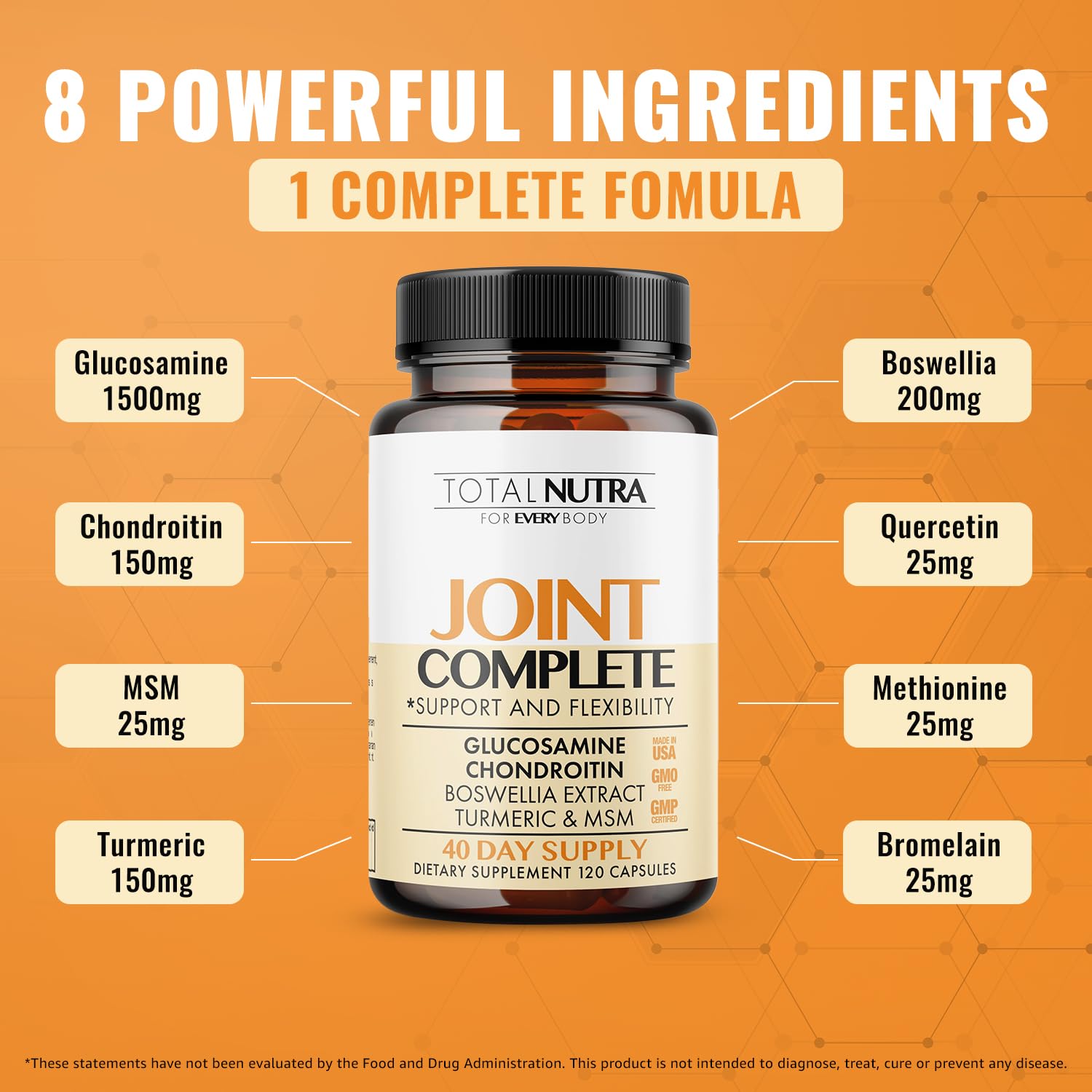 Total Nutra glucosamine-chondroitine-msm-turmeric 2100mg – capsules-prise: mobilité pendant l'effort