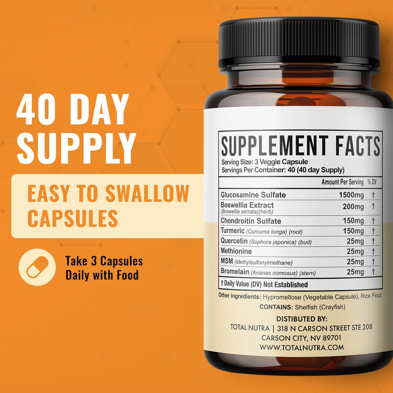 Total Nutra glucosamine-chondroitine-msm-turmeric 2100mg – dosage-recommandé: planification simple
