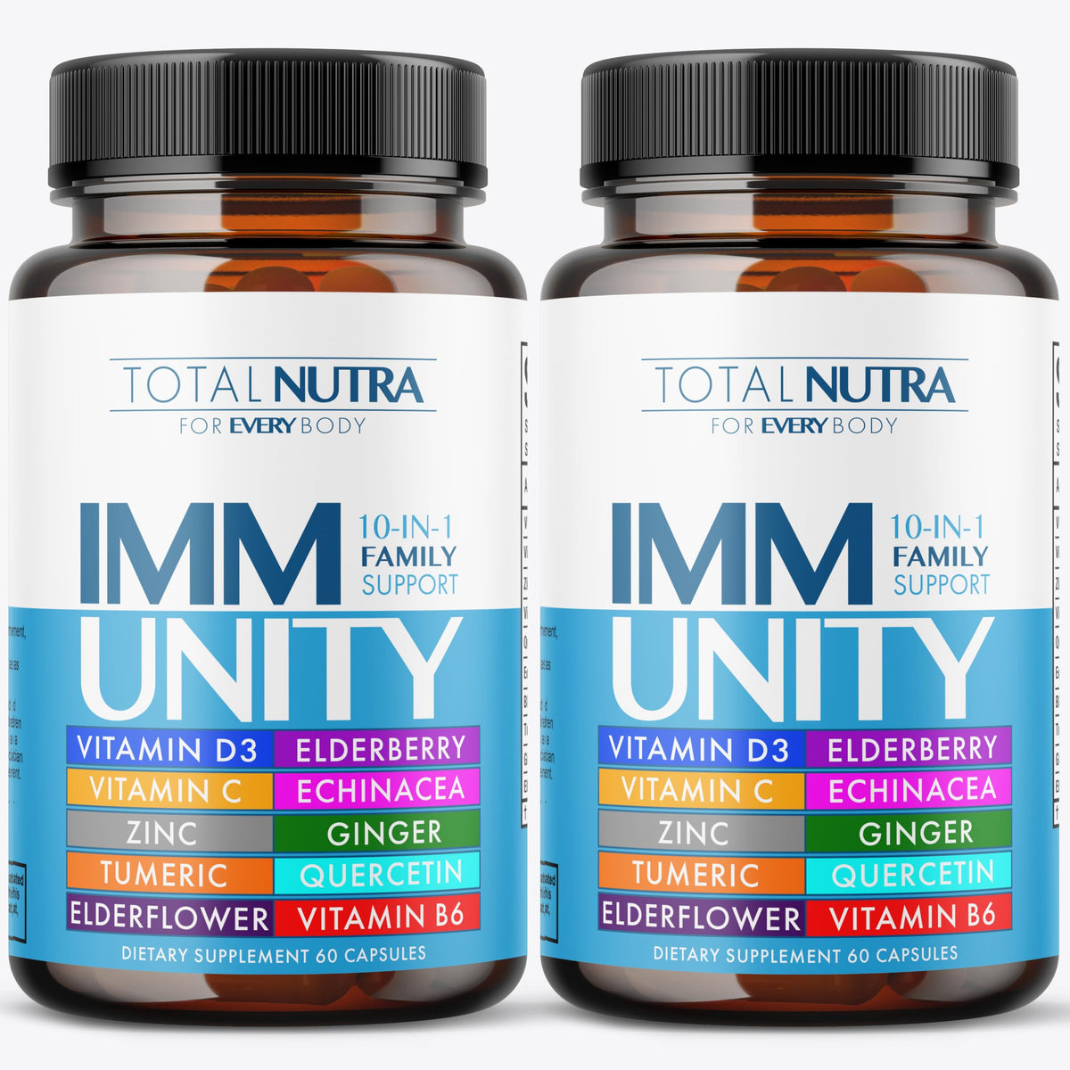 Total Nutra immunité ensemble-bouteille: soutien potentiel au quotidien.