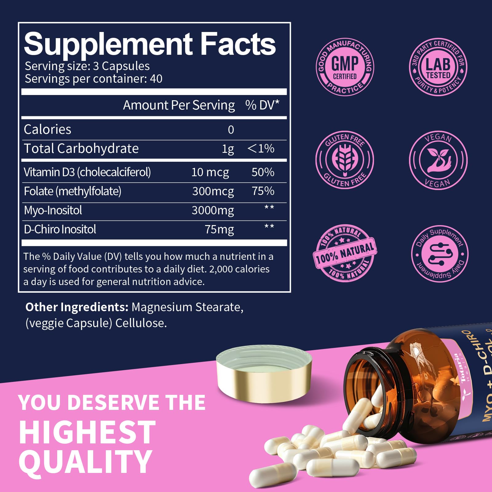 Totaria Inositol 40:1 – formulation à absorption rapide pour des résultats efficaces.
