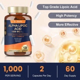 Totaria Acide Alpha-Lipoïque 1000mg bénéfices-antioxydants: soutien général pour la vitalité.