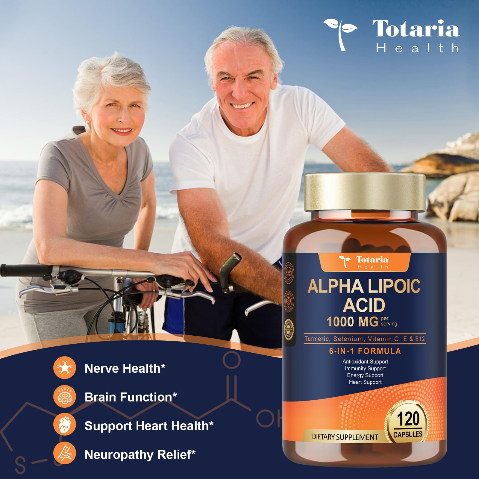 Totaria Acide Alpha-Lipoïque 1000mg boite-emballage: présentation pratique pour la consommation.