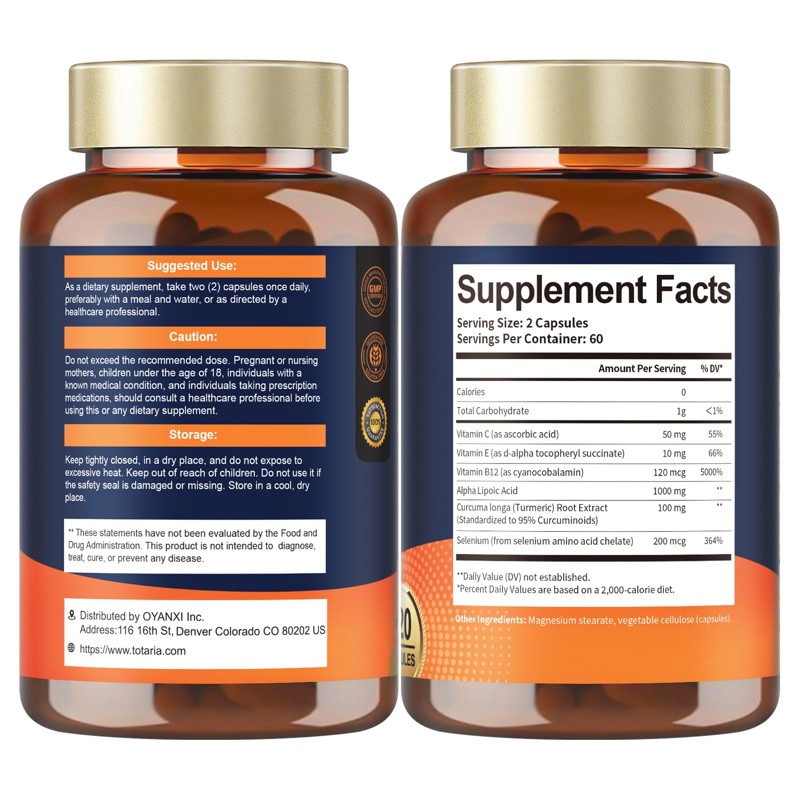 Totaria Acide Alpha-Lipoïque 1000mg composition-sans-ogm-sans-gluten: respecte les choix alimentaires.