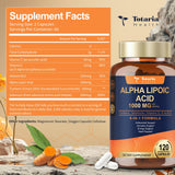 Totaria Acide Alpha-Lipoïque 1000mg étiquette-nutritionnelles: informations claires pour la prise.