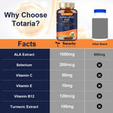 Totaria Acide Alpha-Lipoïque 1000mg usage-nerfs: soutien potentiel de la fonction nerveuse.