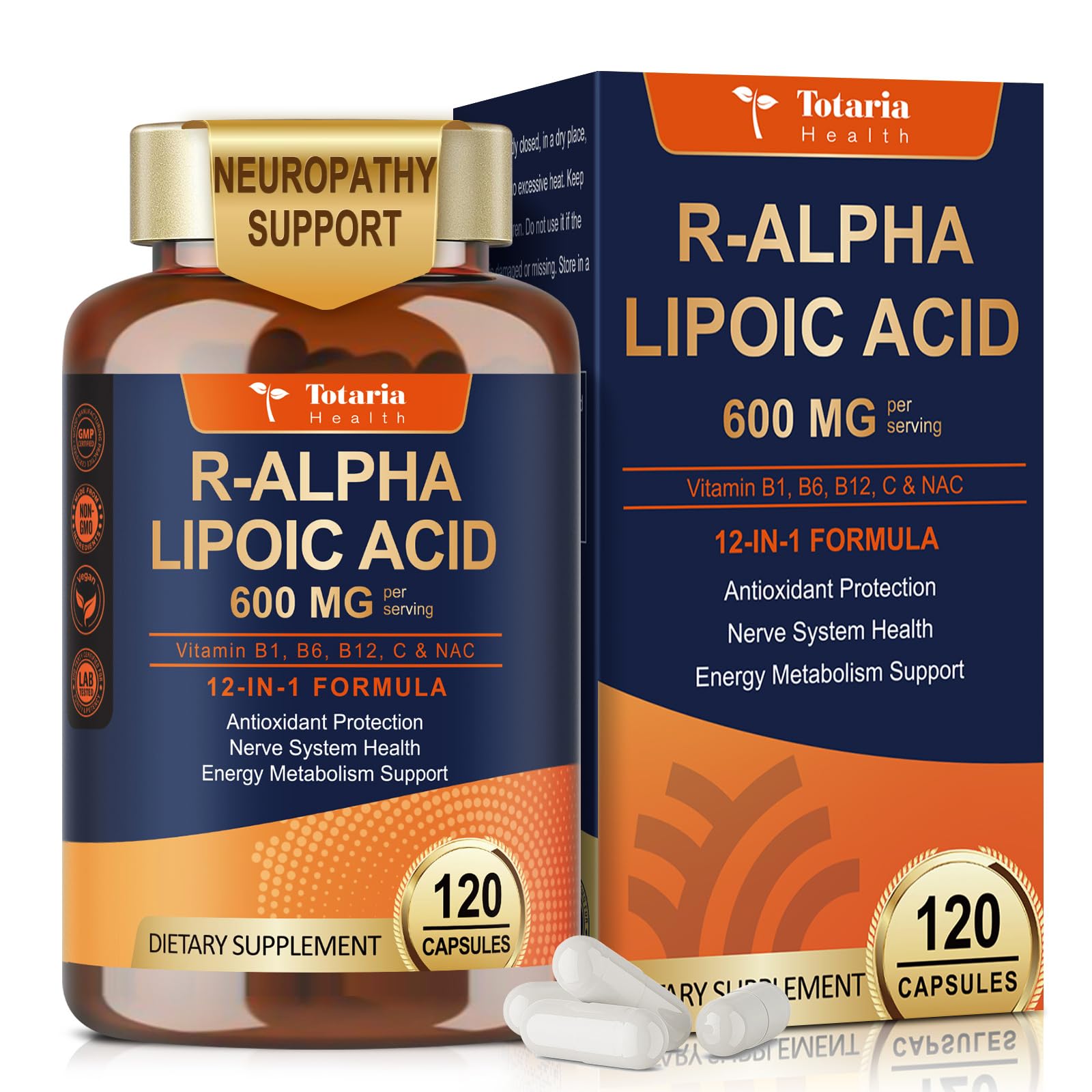 Totaria acide alpha-lipoïque R, bouteille, soutien nerveux et vitalité.