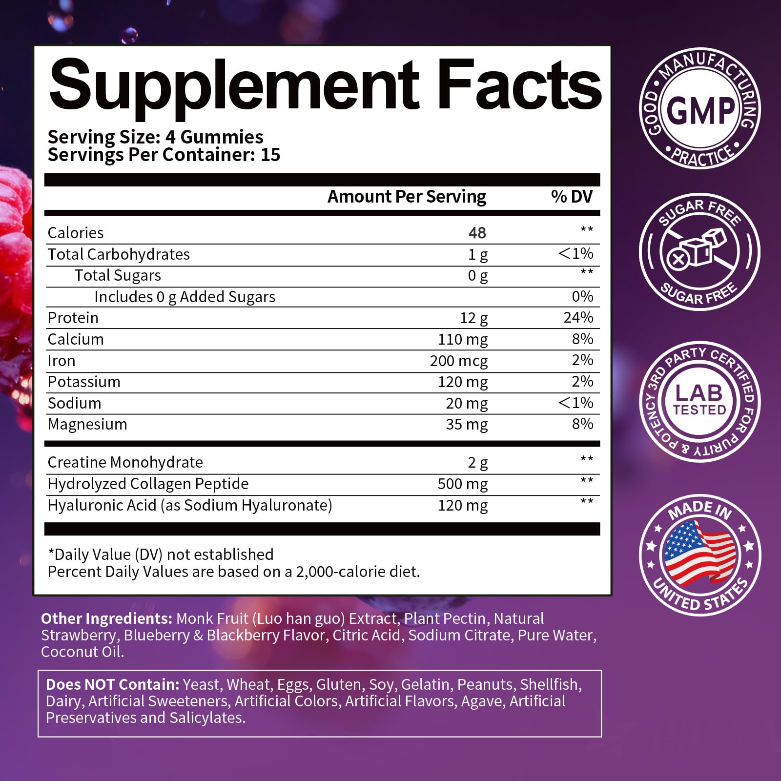 Totaria 3 en 1 gummies – protéines, créatine et collagène