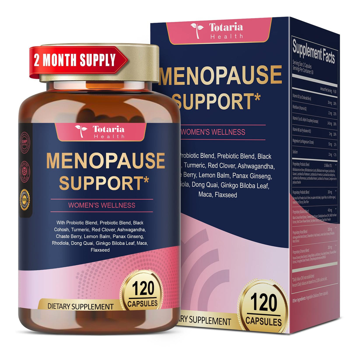 Totaria bouteille de capsules véganes pour le soutien ménopause