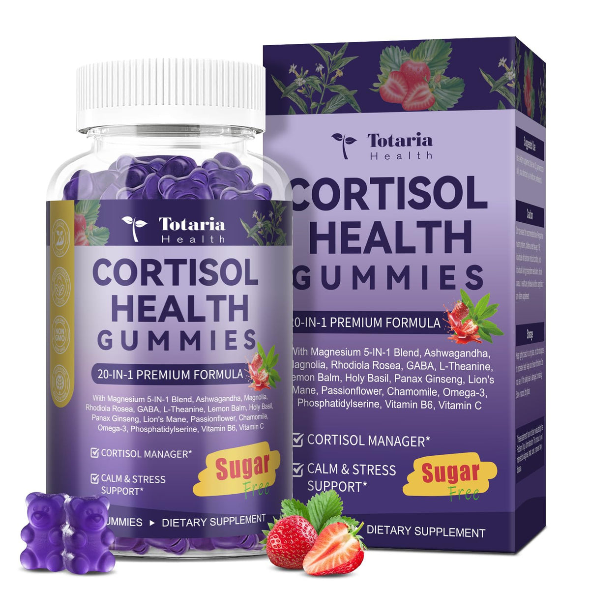 Totaria Cortisol: bouteille ouverte prête à la routine matinale.