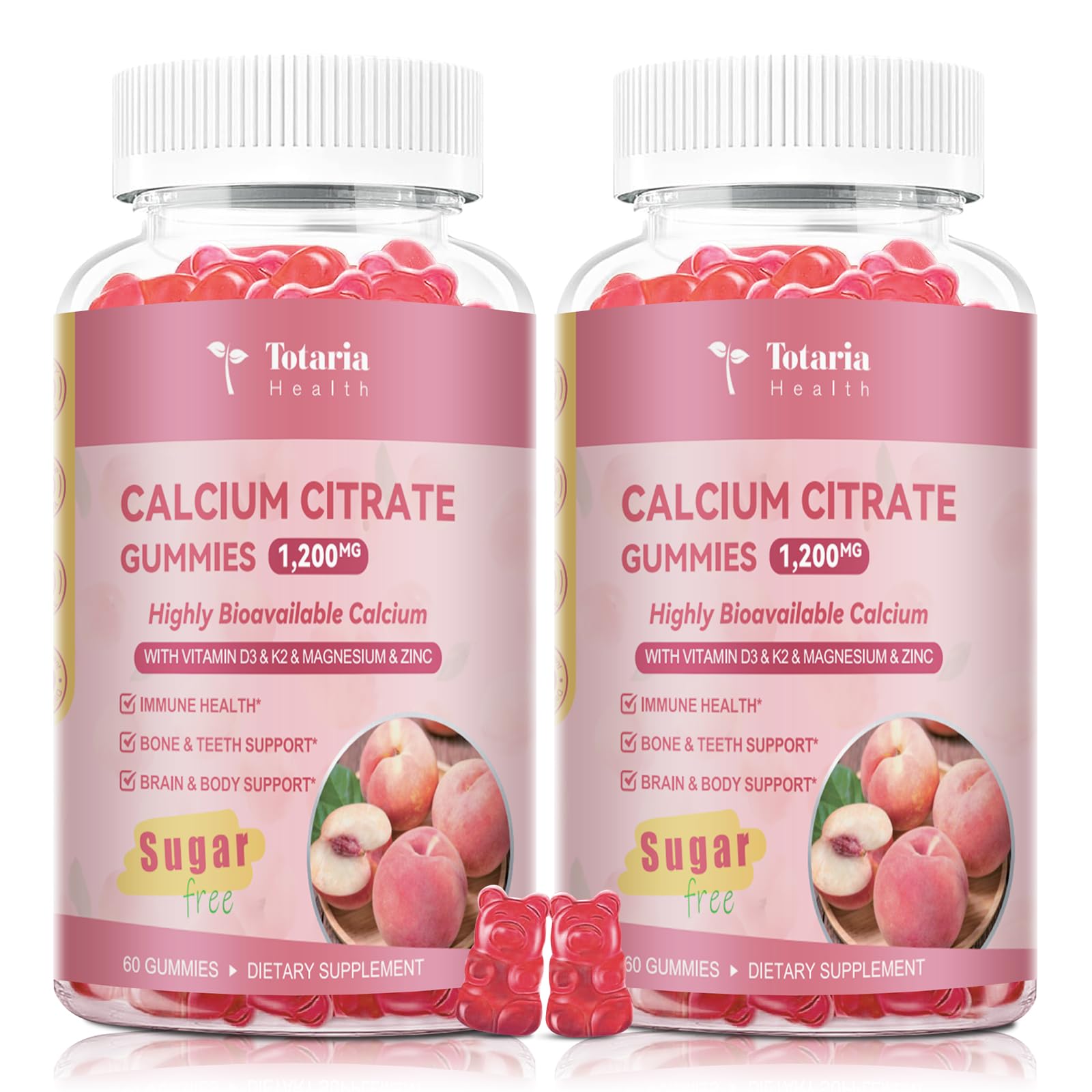 Totaria Gommes Calcium Citrate 1200 mg — flacon dédié à l'apport quotidien pour les os et les dents.
