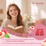 Totaria Gommes Calcium Citrate sans sucre — saveur pêche, vegan et sans édulcorants artificiels.