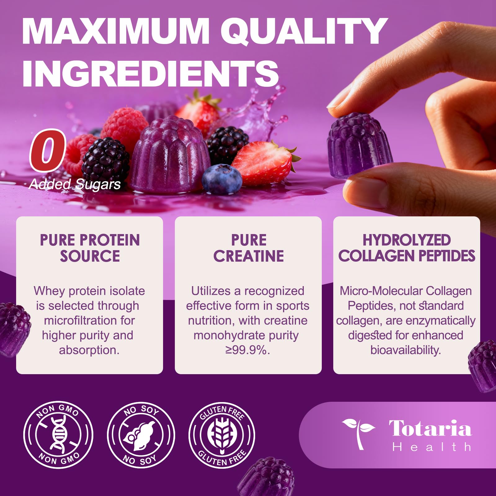 Hydratation et élasticité de la peau grâce au collagène Totaria Gummies