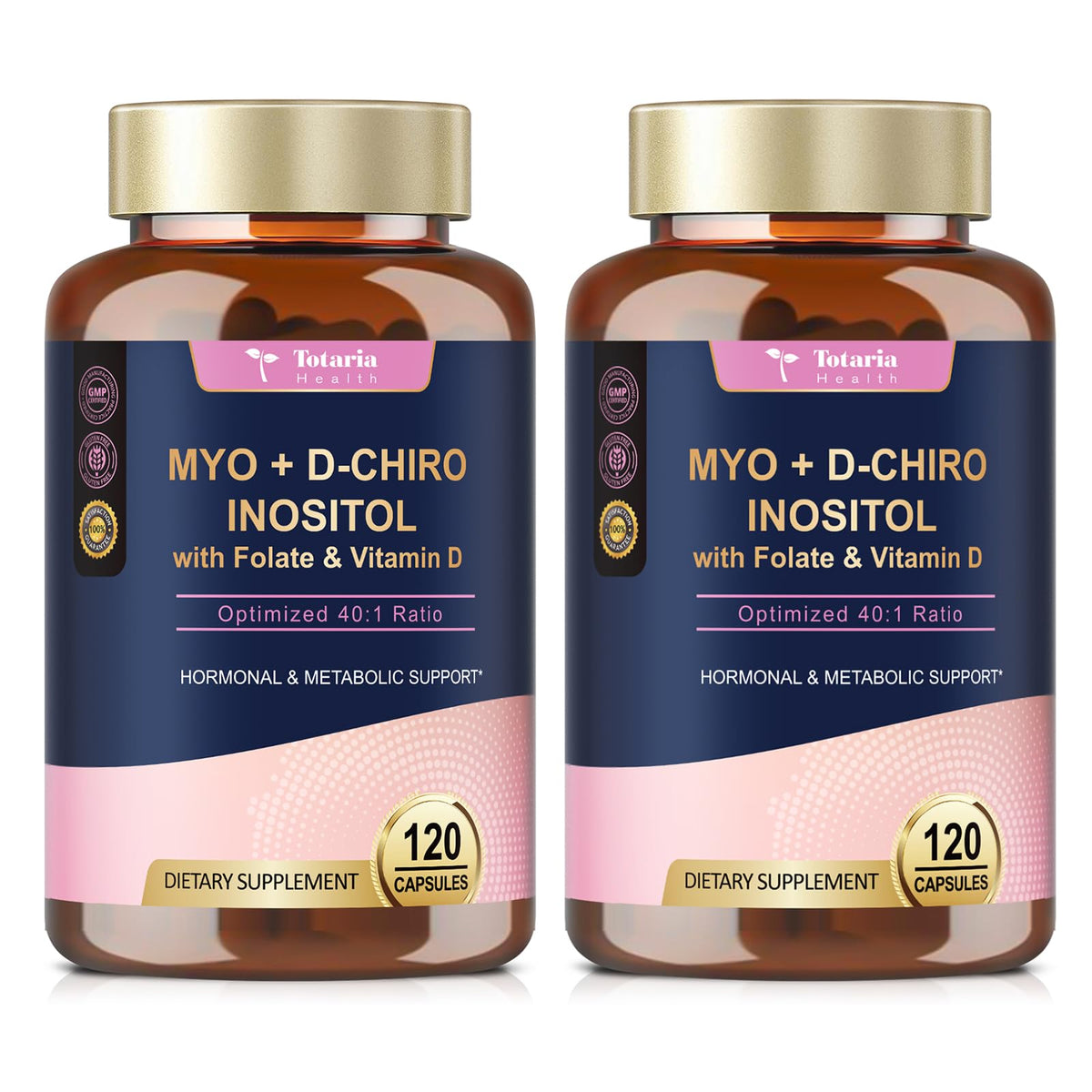 Totaria Inositol 40:1 – bouteille montrant le complément équilibré pour le bien-être féminin.