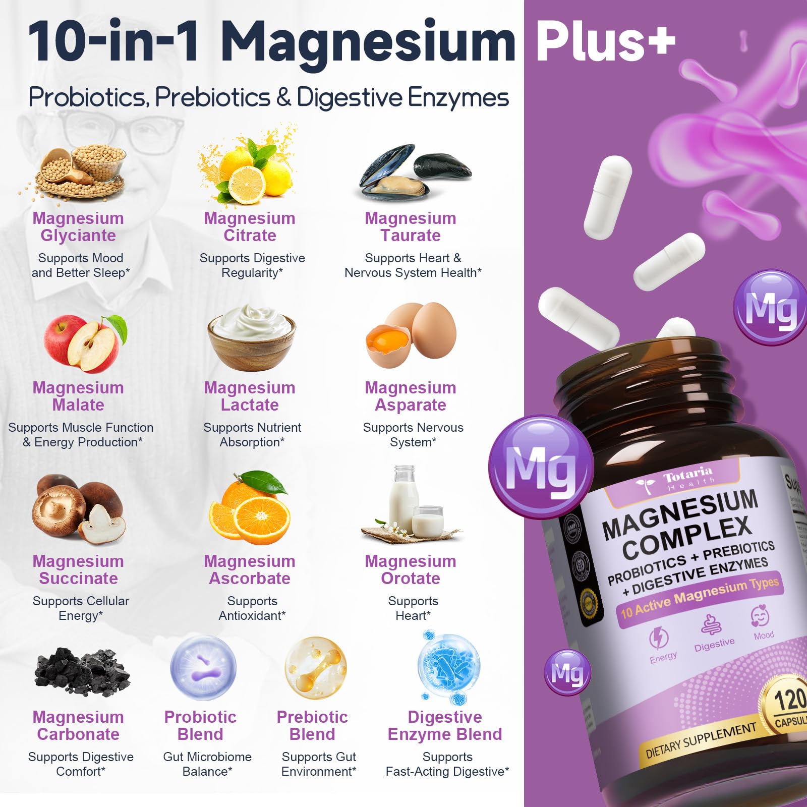 Totaria Prébiotiques Probiotiques Digestifs: équilibre intestinal et absorption optimisée