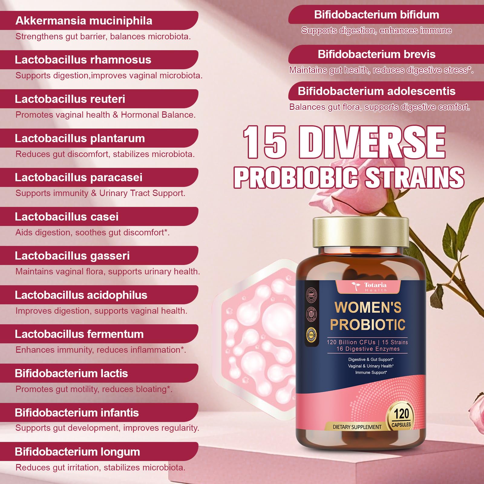 Totaria Probiotiques pour Femmes — immunité et vitalité grâce à la formule féminine.