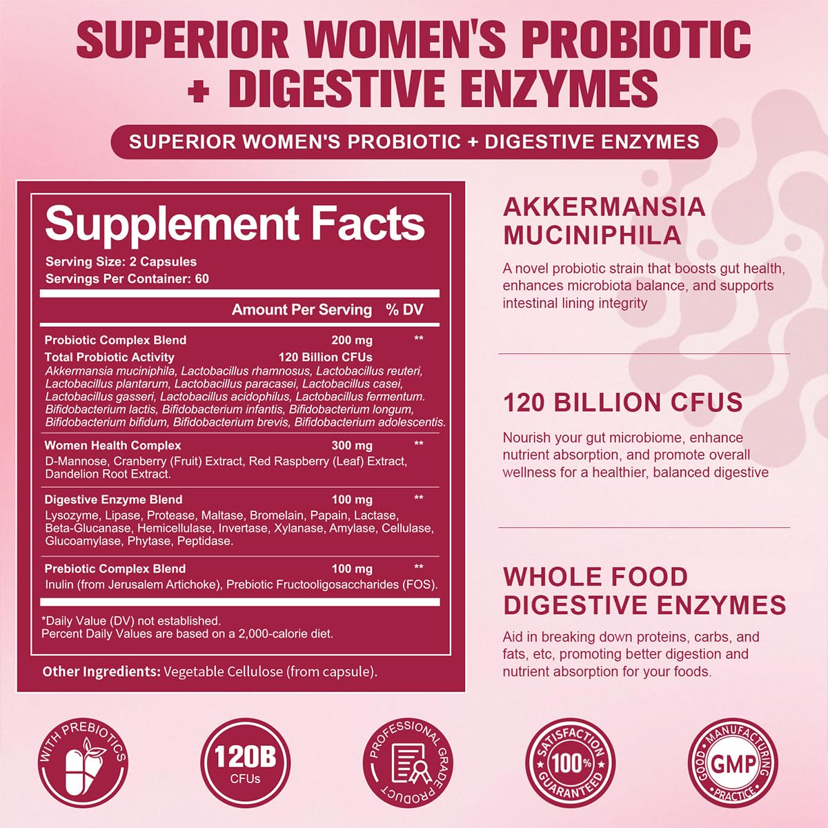 Totaria Probiotiques pour Femmes — prébiotiques nourrissent la flore intestinale.