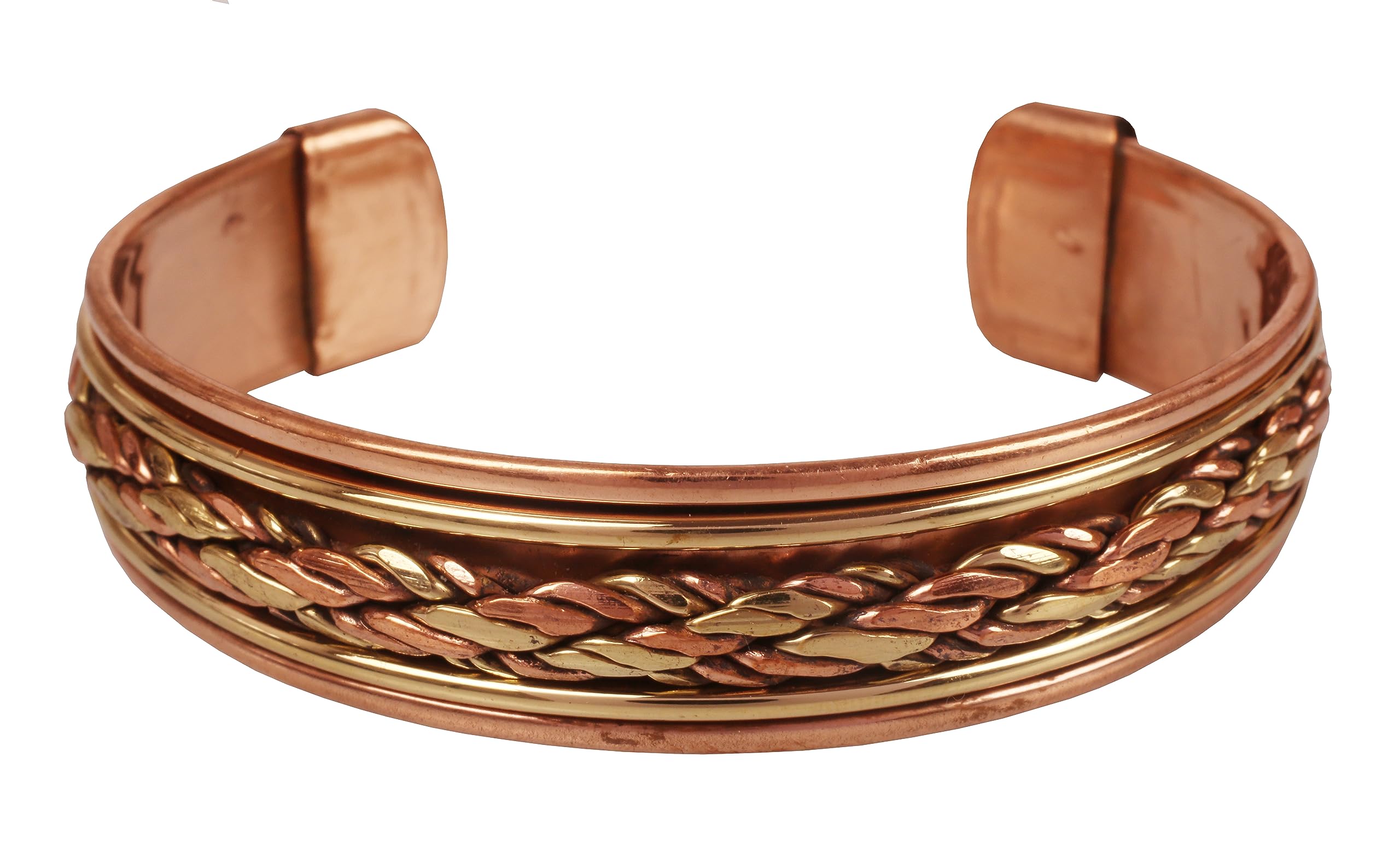 Touchstone bracelet deux tons cuivre et laiton tressé, élégant et durable.