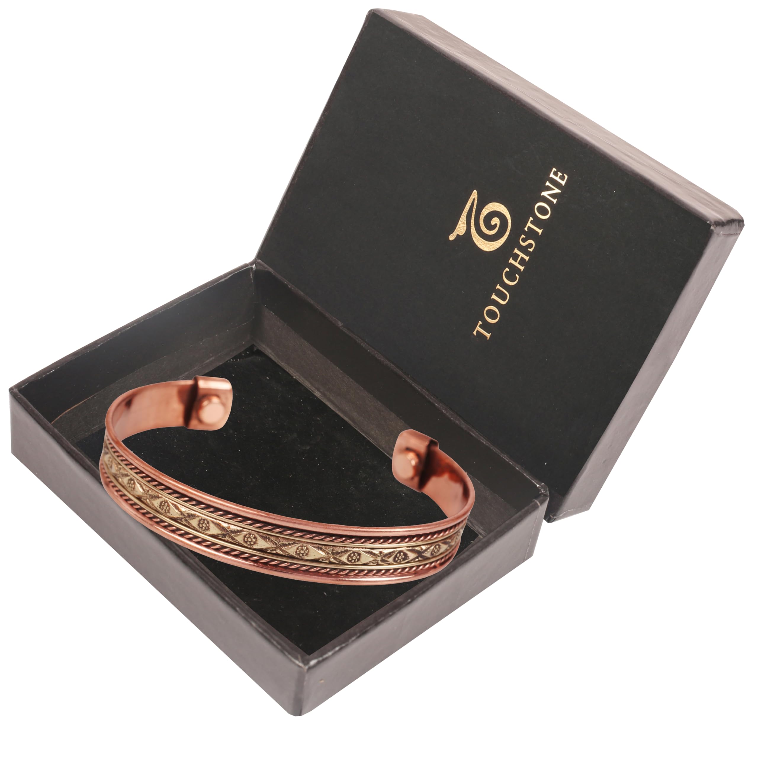 Touchstone bracelet tibetain magnetique deux tons artisanat indien et savoir-faire.